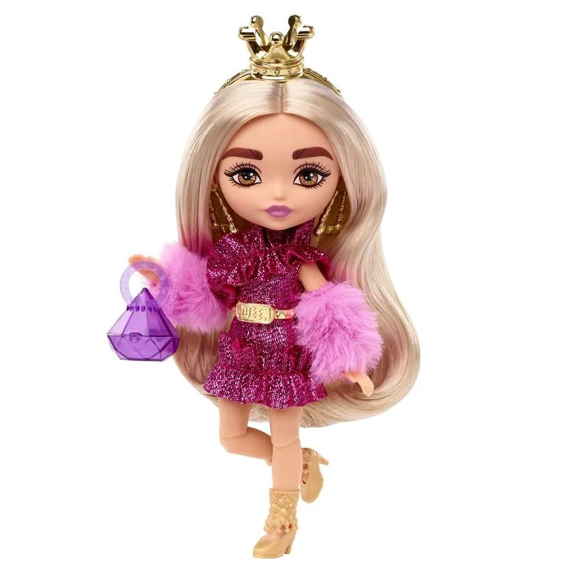 Barbie Extra Minis Doll Shimmery Dress & Furry Shrug