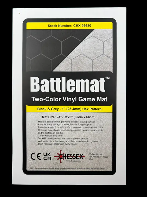 Chessex - Reversible Battlemat 1" Hexes - 26"x23.5" - Black/Grey (CHX96680)