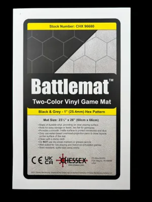 Chessex - Reversible Battlemat 1" Hexes - 26"x23.5" - Black/Grey (CHX96680)