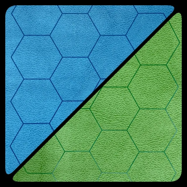 Chessex - Reversible Battlemat 1" Hexes - 26"x23.5" - Blue/Green (CHX96665)