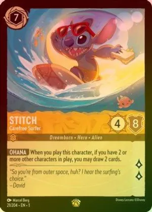 Stitch (Carefree Surfer) - 21/204 - Legendary (Foil)